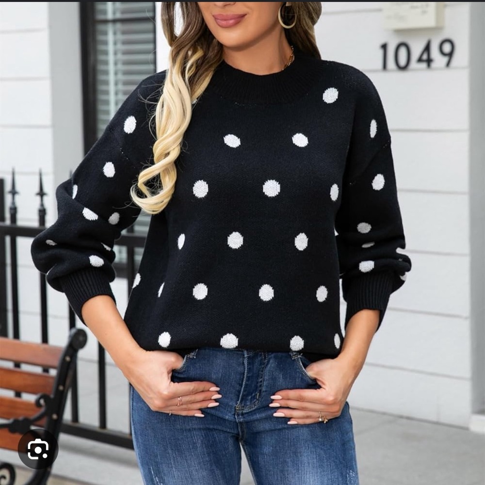 Premise Crew Neck Long Sleeve polka dot sweater in XS